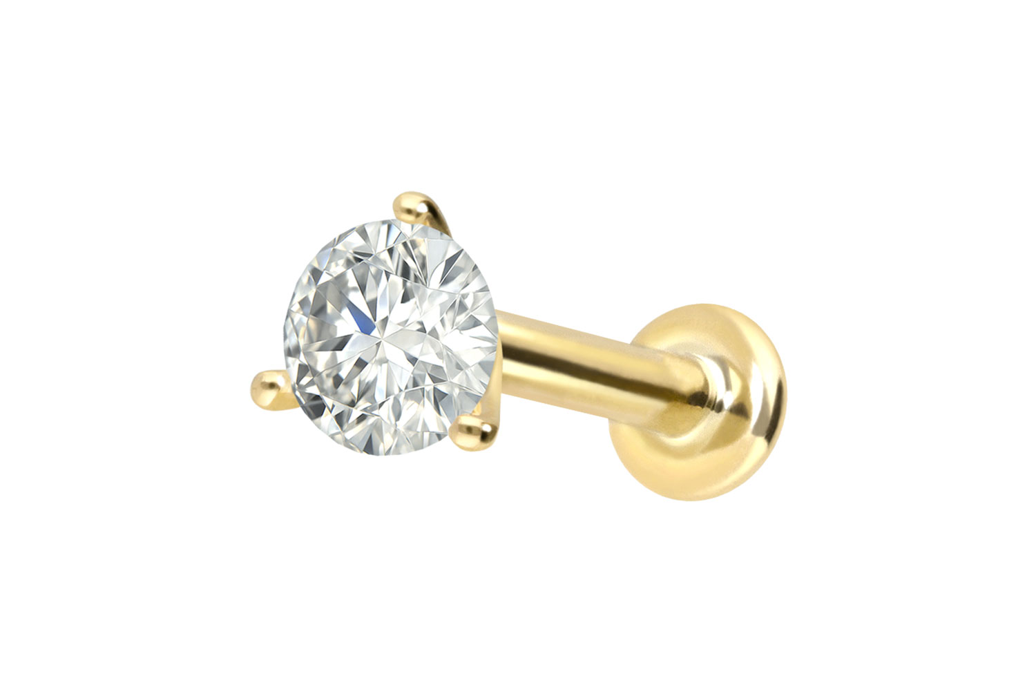 18 Karat Gold Labret Piercing mit Innengewinde DIAMANT